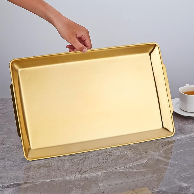 15.8" x 9.5" Large Serving Platters, Stainless Steel Heavy-Duty Large Serving - Image 8