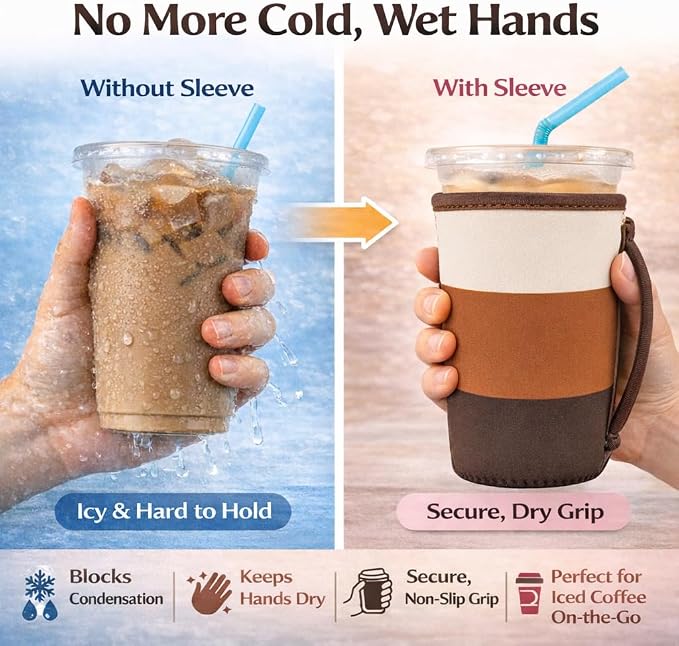 KJQJLY 3 Pack Reusable Iced Coffee Sleeves - Image 3