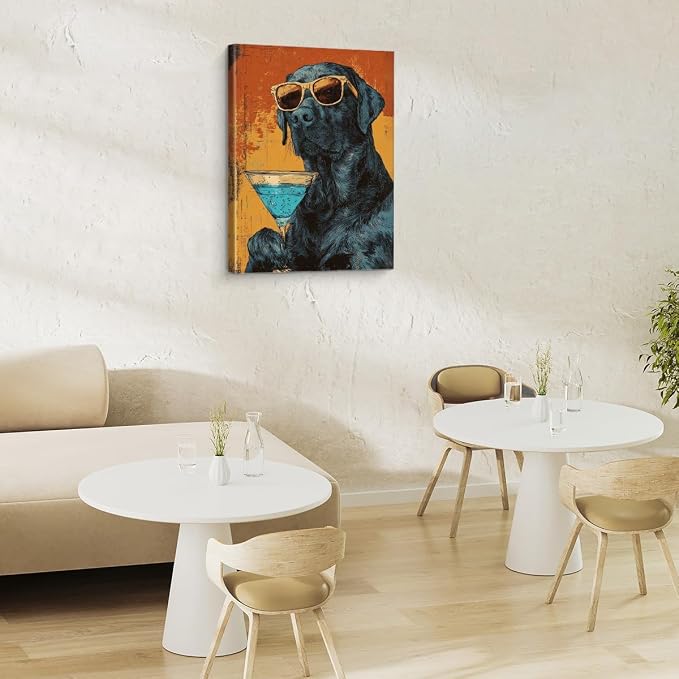 Vintage Dog Kitchen Wall Art Print Funny Labrador Drinking Poster Painting Wall - Image 5