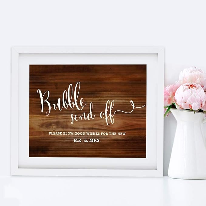 Andaz Press Wedding Party Signs, Rustic Wood Print, 8.5x11 inch, Bubble Send - Image 4