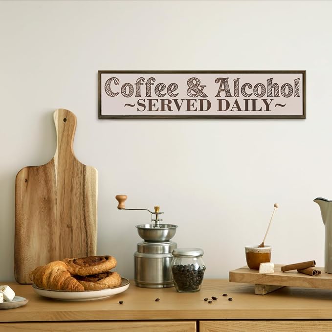 Rustic Coffee Bar Decor, Coffee & Alcohol Served Daily Sign - Image 5
