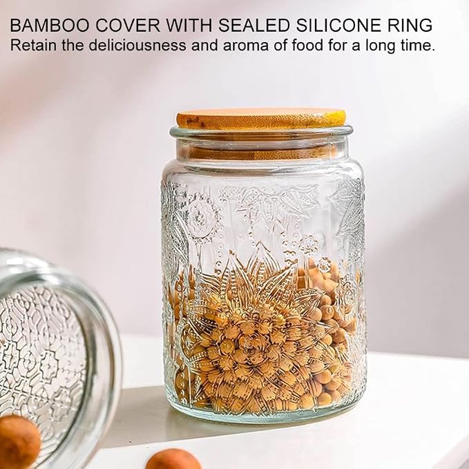Glass Jar With Lid, 24oz Food Storage Containers Clear Mason Jars, 2 Pack | - Image 3