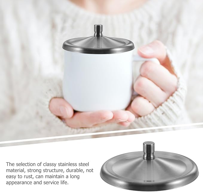 Luxshiny 5-Pack Stainless Steel Mug Lids 3.34 Inch Reusable Round Cup Covers - Image 3
