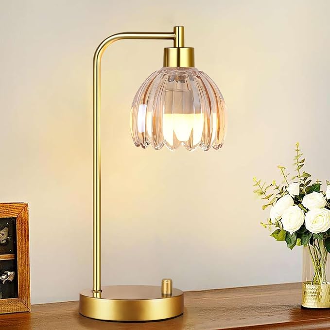 ILLMTW Glass Table Lamp Set of 2, Small Gold Bedside Lamps Dimmable Boho - Image 4