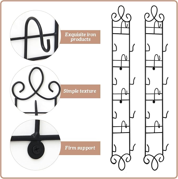 Blulu 2 Pcs Wall Mounted Tea Cup & Saucer Display Rack, 4-tier Metal Mug Holder - Image 5