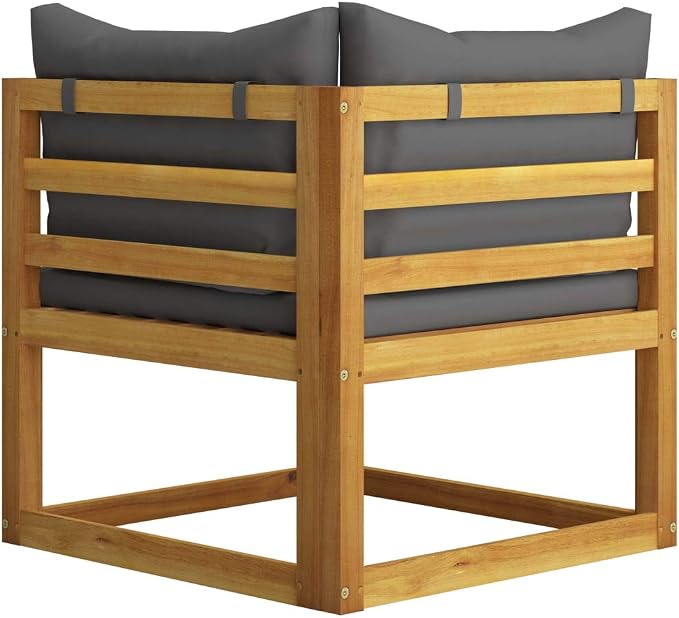 6 Piece Patio Lounge Set with Cushions, Solid Acacia Wood Outdoor Sectional - Image 7