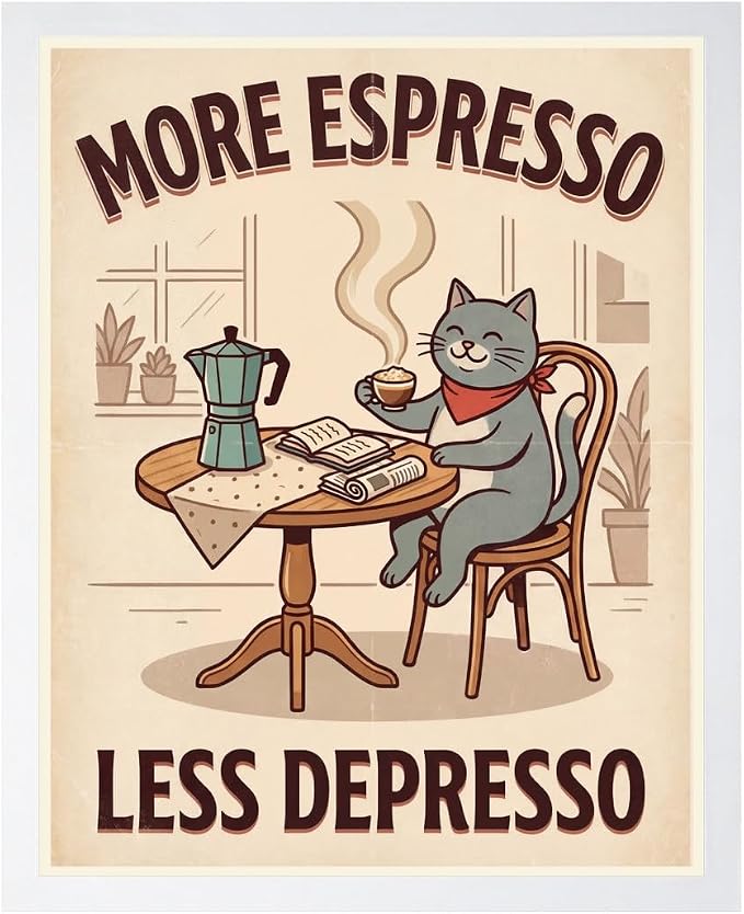 Lawrence Williams Designs Coffee Cat Poster by LawrenceWilliamsDesigns