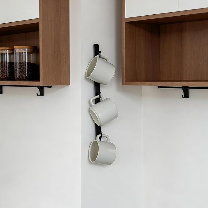 Yohsnor Coffee Mug Shelf for Wall – Premium Iron Wall-Mounted Coffee Cup Rack - Image 4