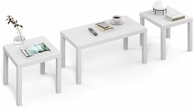 Furinno Classic Living Room Table Set of 3, Modern 1.8 Inch Thick Tabletop by Furinno-FitsYourSpaceFitsYourBudget