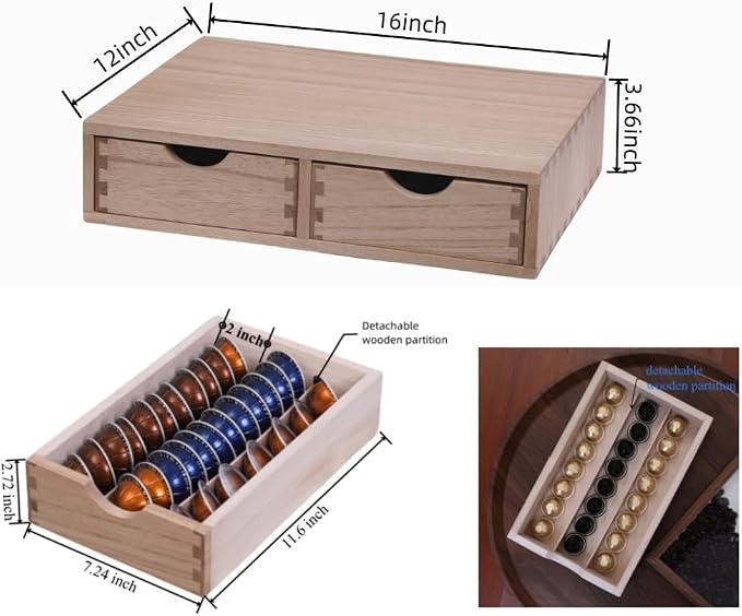 DDYURI Storage Drawer Holder for Capsules Coffee Pod K-cup Organizer /2 Drawers - Image 3