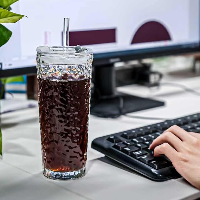 20oz Glass Tumblers with Lids and Straws - Image 7