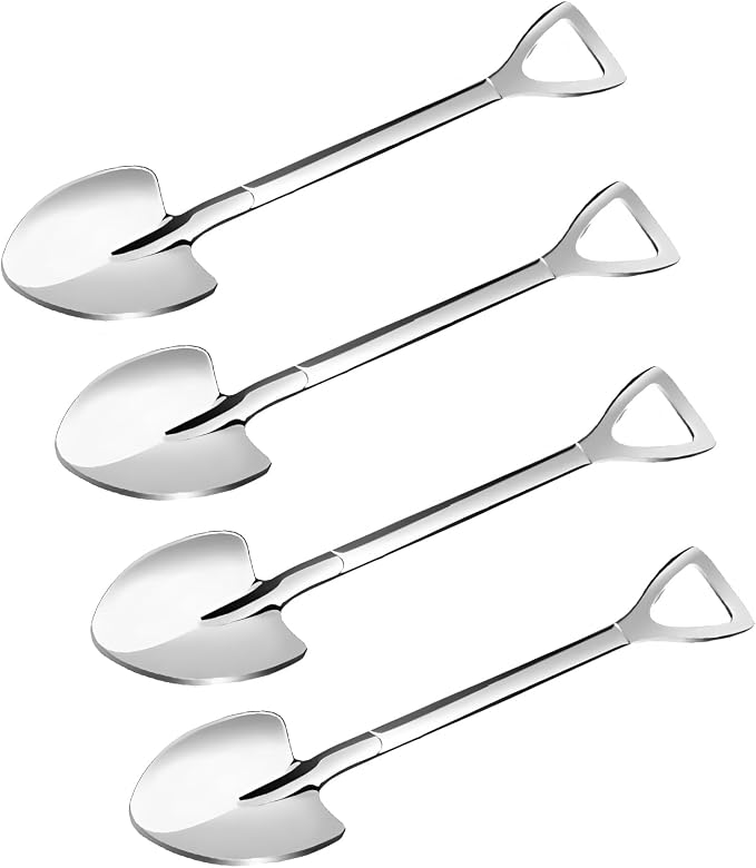 4 Pack silver Shovel Shape Demitasse Espresso Spoons, which can be used by Unknown