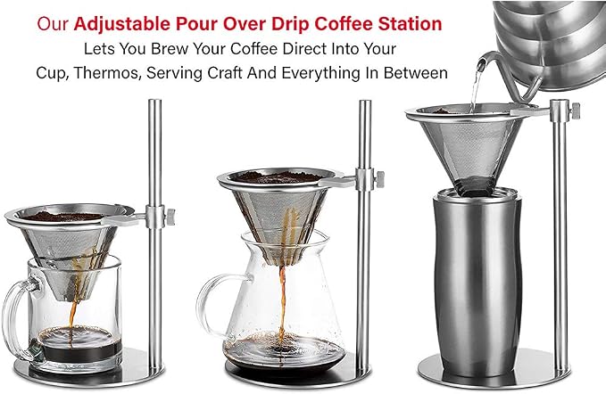 Pour Over Coffee Dripper, Stainless Steel Coffee Filter, Cone Coffee Dripper - Image 4