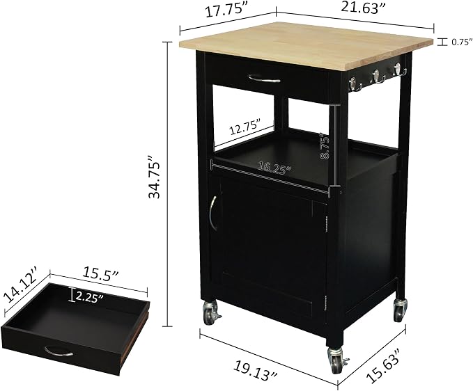 eHemco Kitchen Island Cart on Wheels - Image 8