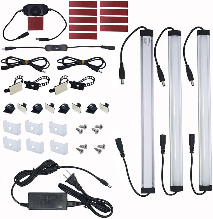 Litever Under Cabinet LED Light Bar Kits Plug in 3 pcs 12 inches Light Bars per by Litever