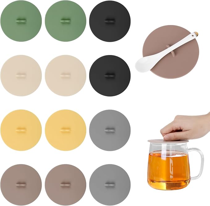 12 Pcs Silicone Cup Lids Silicone Cup Covers 3.9 Inch Diameter Food Grade by Unknown