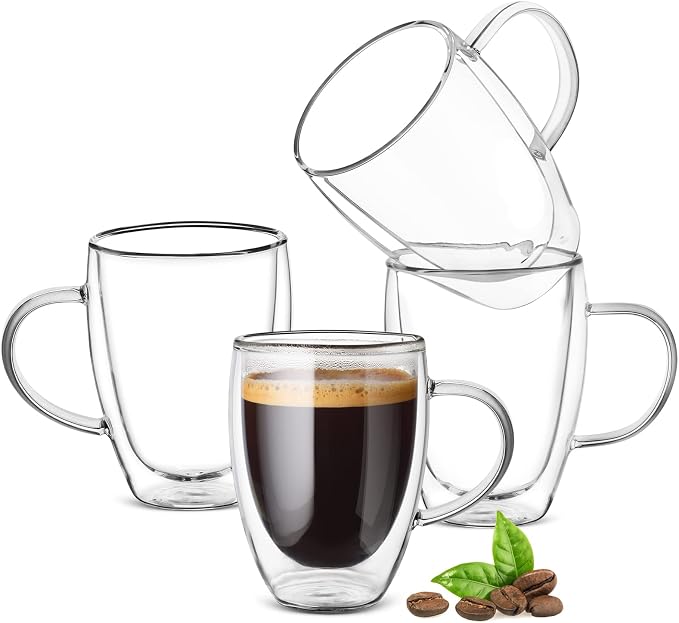 12oz Double Walled Glass Coffee Mugs by Ulrikco