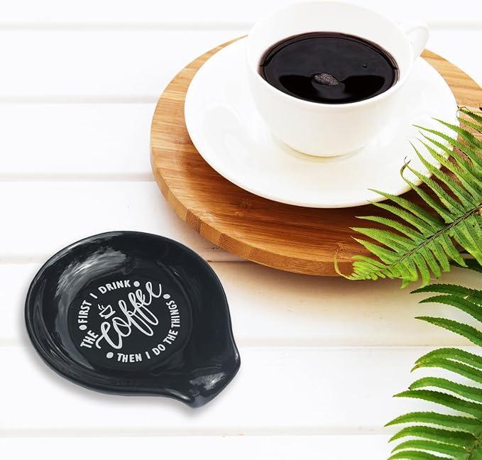 Funny Coffee Quote First I Drink The Coffee Then I Do The Things Ceramic Spoon - Image 5