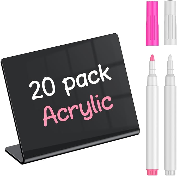 Uniclife 20 Pack Mini Acrylic Chalkboard Signs by UnicLife