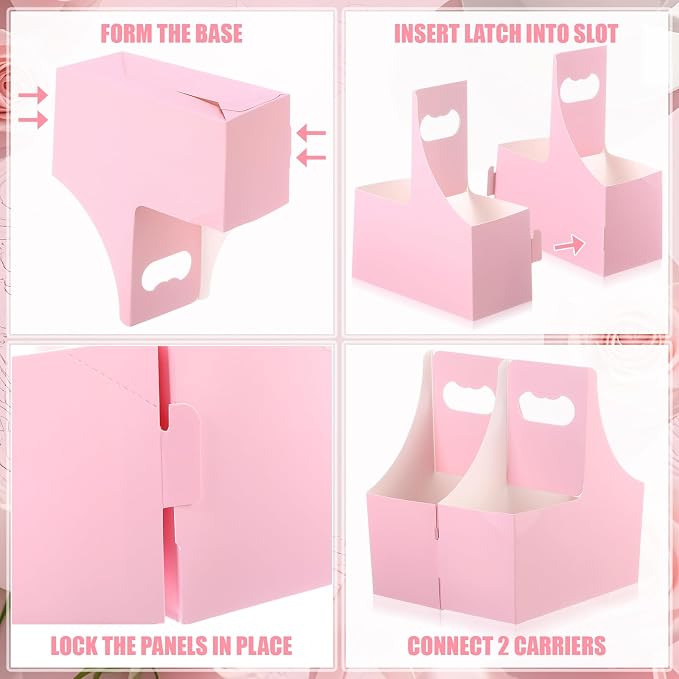 Dunzoom Pink 60 Pcs 2 Cups Drink Carrier - Image 8