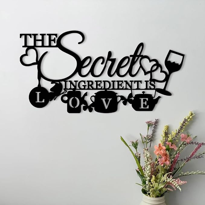 XORT The Secret Ingredient is Love Metal Wall Art Sign, Farmhouse Dining Room - Image 2