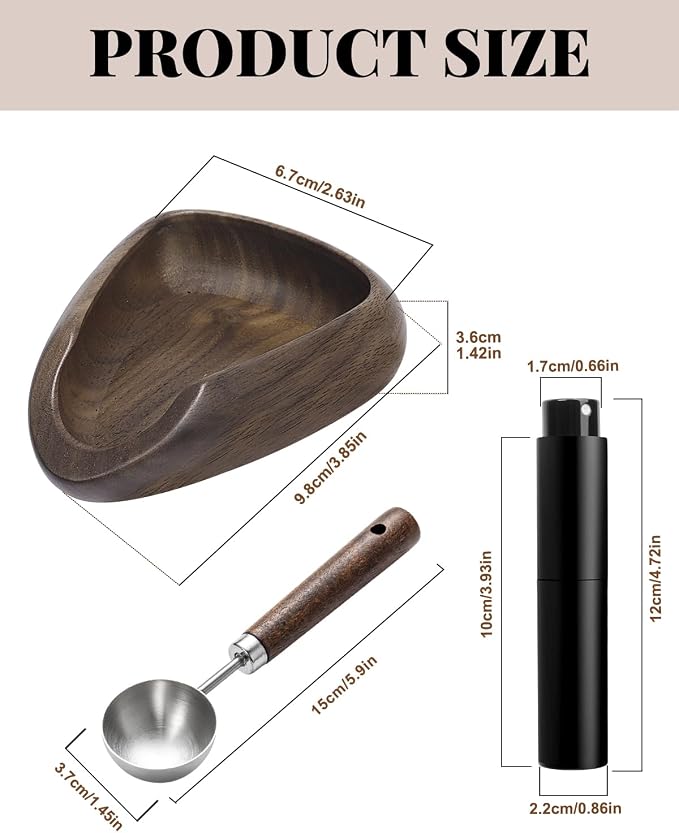 Coffee Bean Dosing Cup Set, Walnut Dosing Tray - Image 2