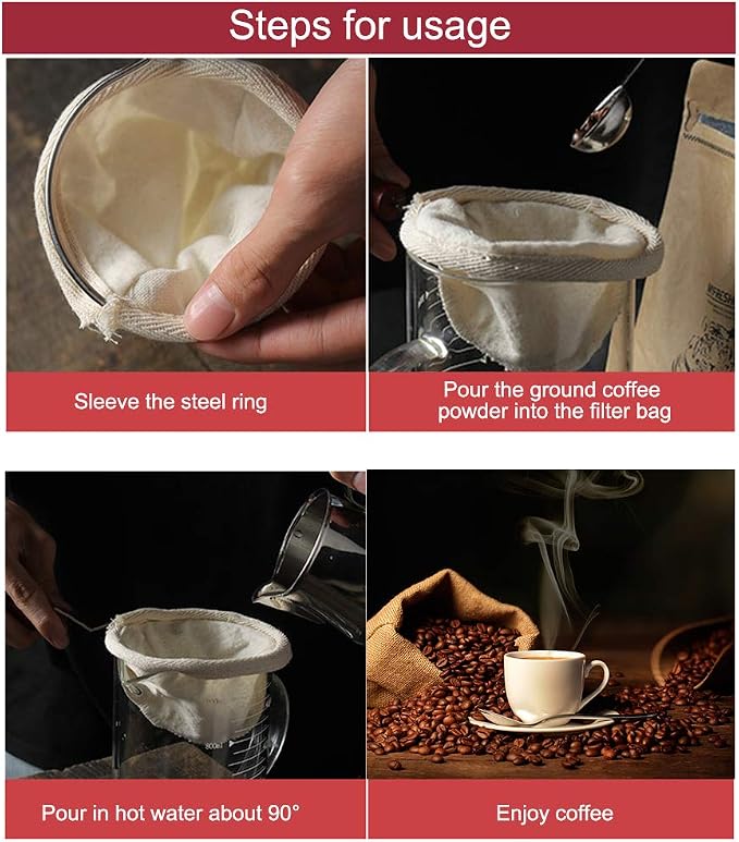4Pcs Coffee Filter, Flannel Cloth Coffee Filter Strainers - Image 6