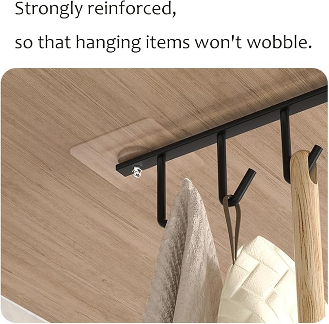 1 Pack Hanging Hooks Rack Under Cupboard Cabinet Cup Holder 6 Hooks Drilling - Image 4