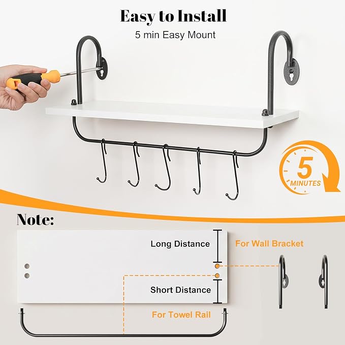 Olakee Floating Wall Shelves for Kitchen Bathroom Coffee Nook - Image 6