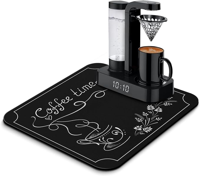 Coffee Mat - Flowers and Plants Absorbent Drying Mat - Waterproof Kitchen by Vehcimbev