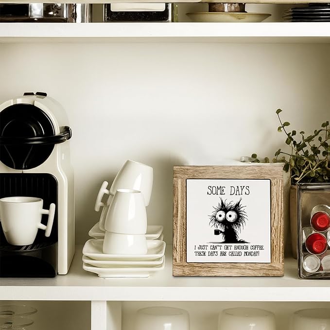 Black Cat Coffee Decor Sign, I Just Can't Get ENough Coffee These Called Mondays - Image 5