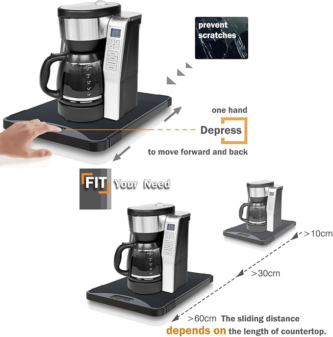 ARGOMAX Appliance Rolling Tray, Coffee Maker Slider, coffee pull out tray - Image 3