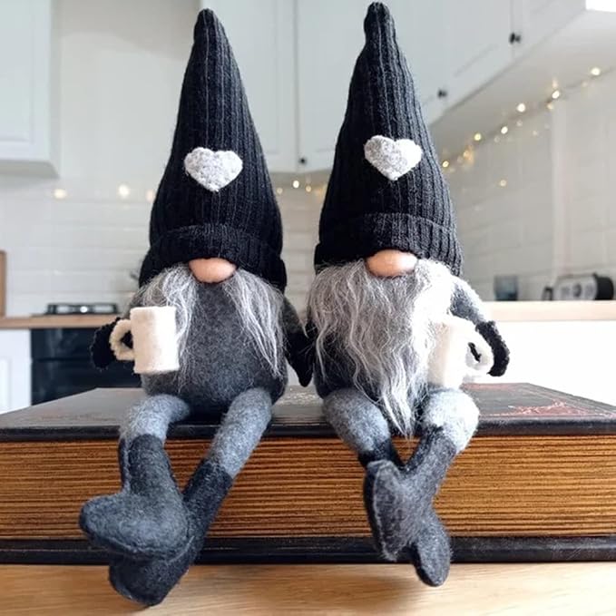 2 Pcs Coffee Gnomes Plush Bar Decor, Handmade Swedish Tomte Gnomes Gifts by JstDoit