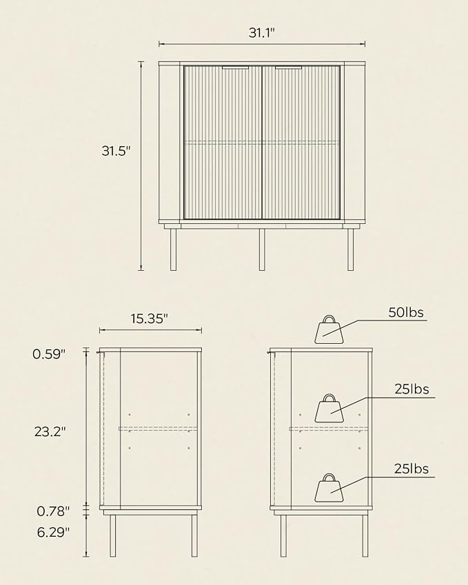 Modern Corner Cabinet, Fluted Wood Floor Storage Cabinet - Image 2
