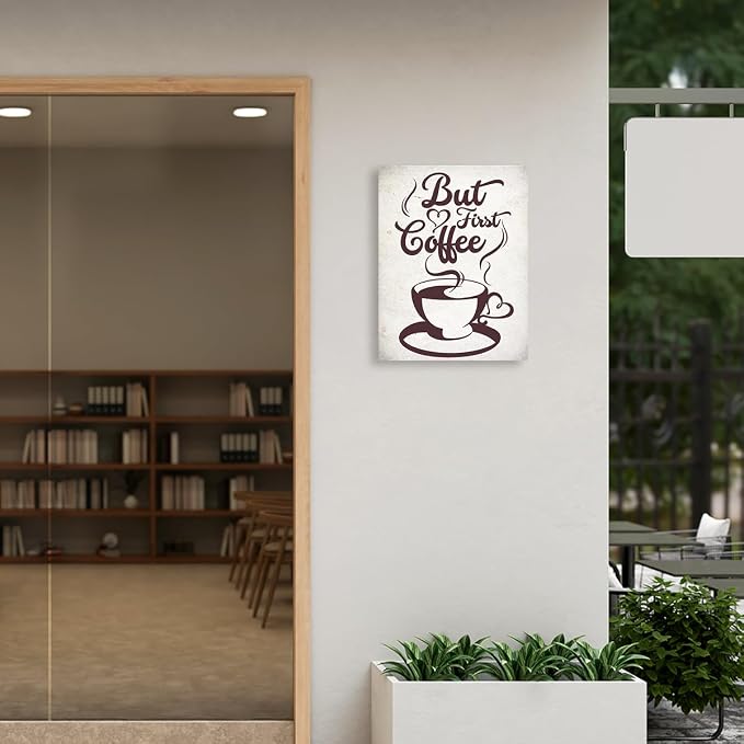 OTINGQD But First Coffee Canvas Wall Art, Vintage Cafe Wall Art, Coffee Station - Image 4