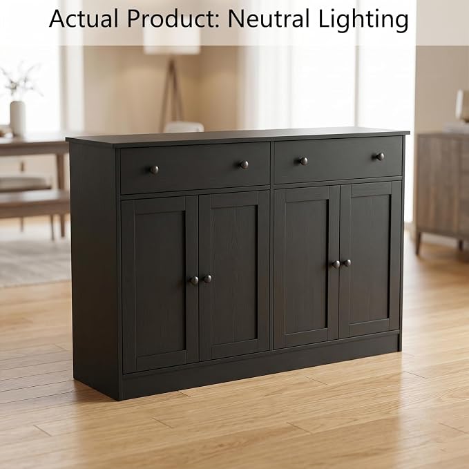 holzart 49" Black Buffet Cabinet - Image 3