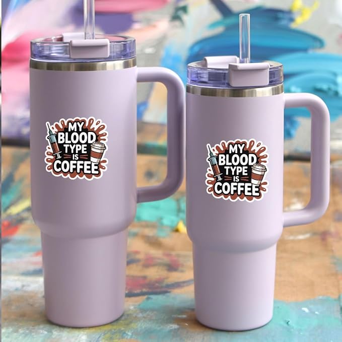 3pcs-7in My Blood Type is Coffee Sticker, Funny Caffeine Lover Sticker - Image 7