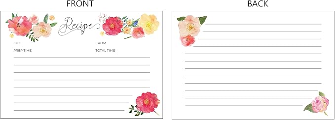 Heart&Berry Floral Recipe Cards 4x6 Double Sided - Image 3