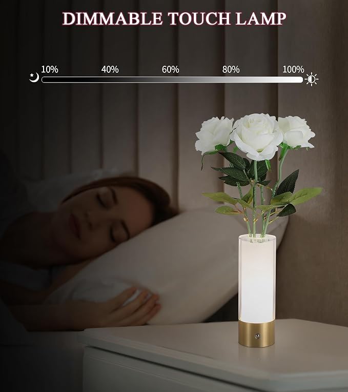 AIHYING Flower Night Light, Touch Vase Lamp, Rechargeable Cordless Table Lamp - Image 6