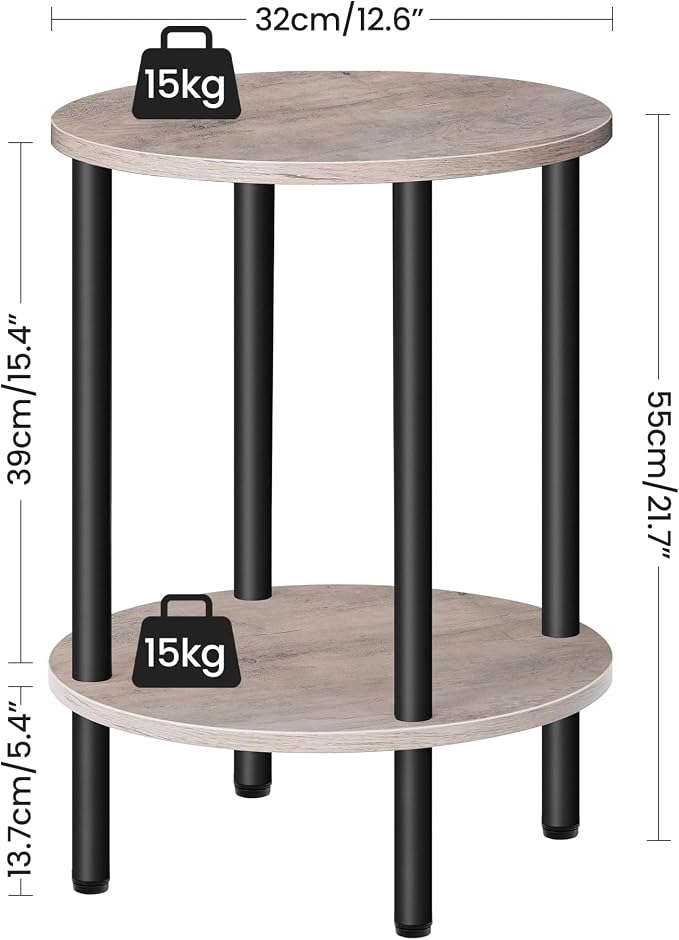 CHOEZON Round Side Table, 2-Tier End Table, Small Round Nightstand - Image 3