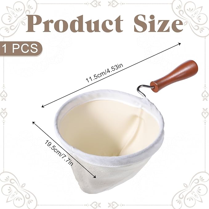 1Pcs Coffee Sock Strainer with Wooden Handle, 7.7 x 4.5 inches Washable - Image 2