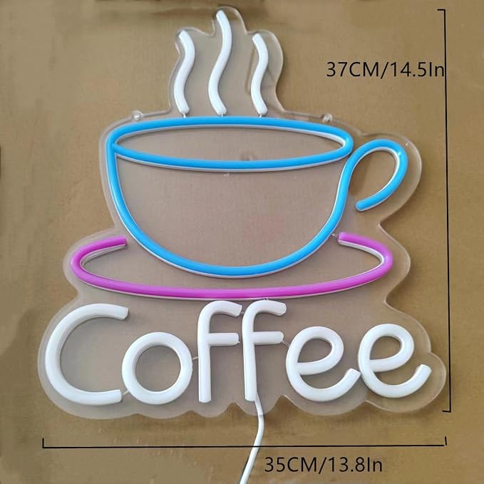 LED Coffee Cup Neon Sign Large 5V USB Powered Acrylic Neon Lights - Image 6
