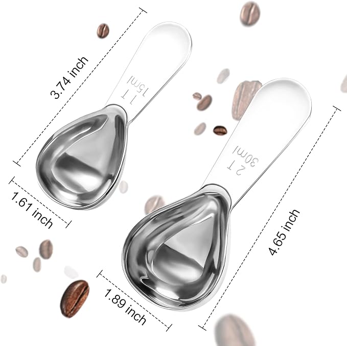 Safring Stainless steel coffee scoop 2-piece set durable Tablespoon, ergonomic - Image 2