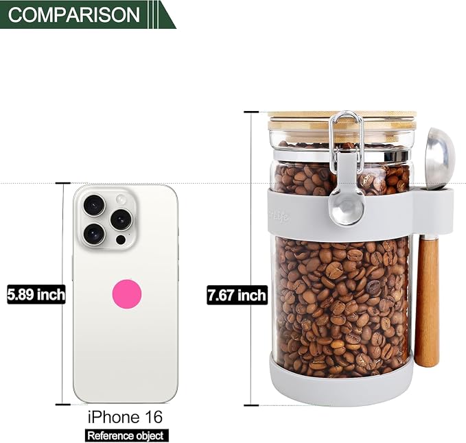Airtight Clear Glass Coffee Bean Storage Container - Image 2