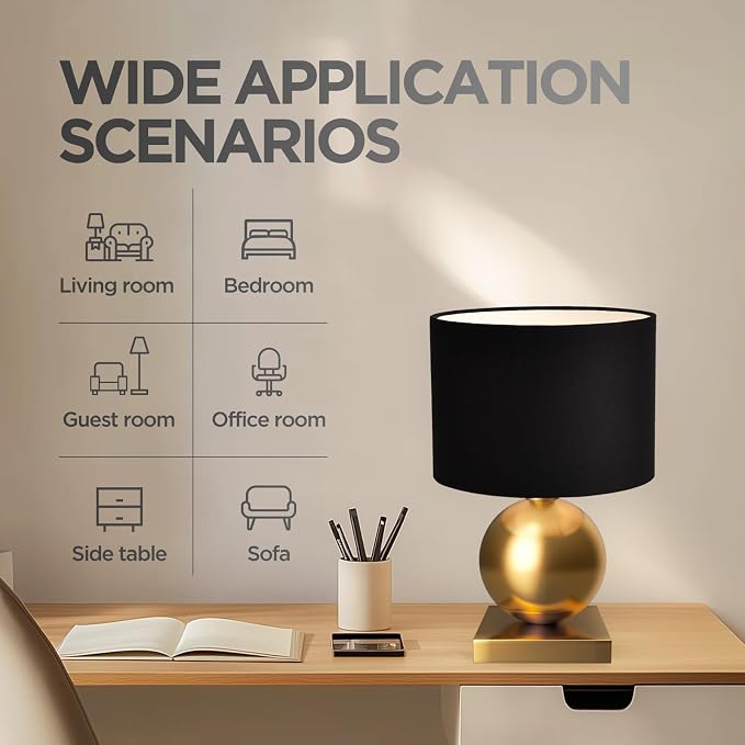 Gold Ball Modern Table Lamp, Mid Century Bedside Lamp Nightstand Light - Image 2