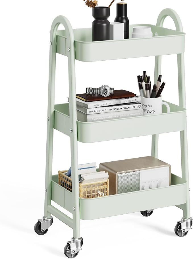 OLIXIS Metal Utility Cart, Mobile Rolling Storage Shelf by OLIXIS