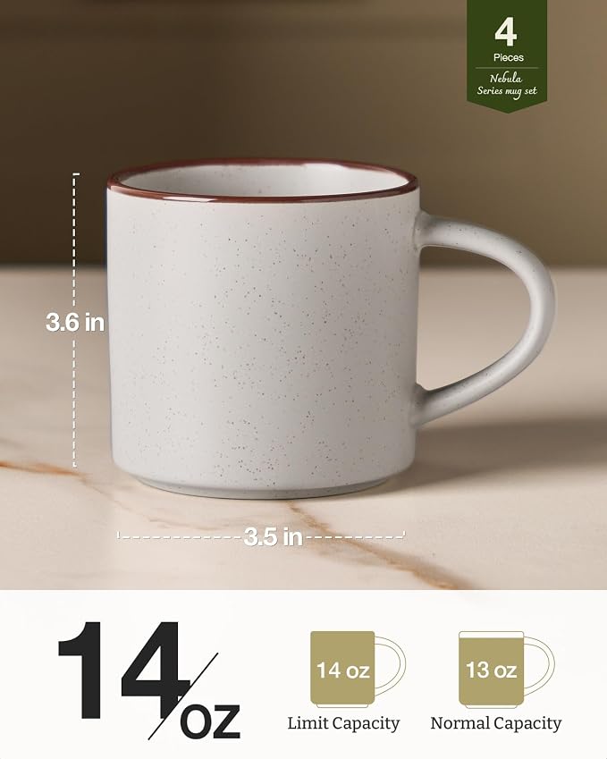 famiware Coffee Mugs Set of 4, Nebula 14oz Coffee Mugs, Ceramic Cup Set - Image 5