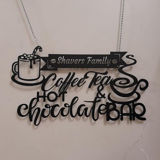 Custom Text Hot Chocolate And Coffee Tea Bar Metal Wall Art LED Light - Image 2