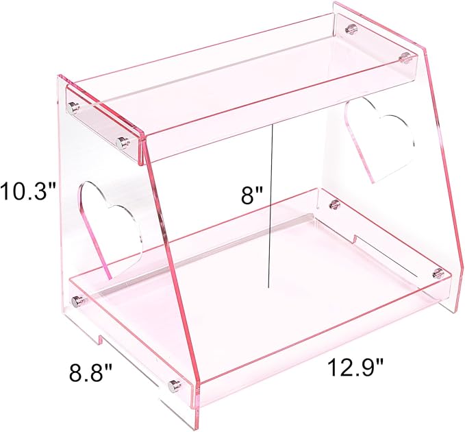 ROYALITA 2 Tier Pink Heart Bathroom Countertop Organizer Display Shelf - Image 3