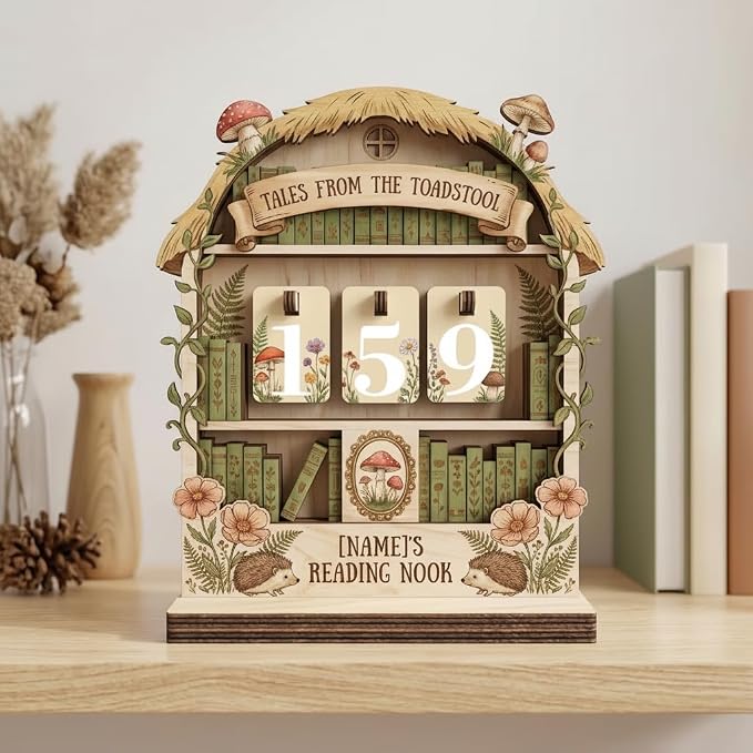 Personalized Book Read Tracker, Wooden Books Read This Year Counter, Reading by Unknown